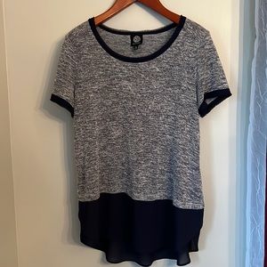 Bobeau navy blue bottom ruffled top